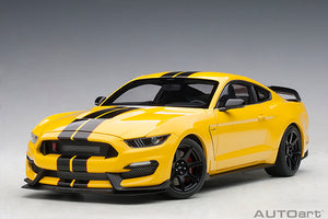 FORD SHELBY GT-350R TRIPLE YELLOW BLACK STRIPES  1/18