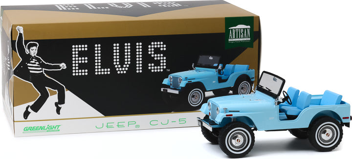 JEEP CJ5 ARTISAN COLLECTION ELVIS PRESLEY BLUE 1/18 DIECAST, DIECAST COLLECTABLES