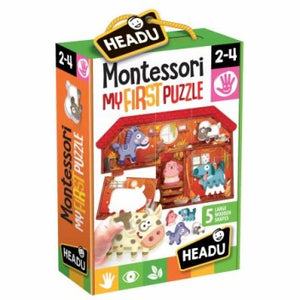 MONTESSORI FIRST PUZZLE THE FARM 5 LARGE WOODEN SHAPES EDUCATIONAL PUZZLE