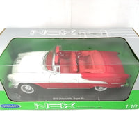 OLDSMOBILE SUPER 88 CONVERTIBLE RED/WHITE 1955 DIECAST 1/18 DIECAST CAR,COLLECTABLE CAR.
