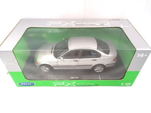 BMW 328I SILVER 1998 (E46) DIECAST 1/18, DIECAST CAR, COLLECTABLE CAR.