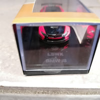 BMW LIBERTY WALK I8 HOT PINK BLACK ACCENT 1/64 DIECAST, DIECAST CAR, COLLECTABLE CAR.