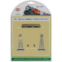 N SCALE SIGNAL BRIDGE W/2 FIGURES, PLASTIC SCALE MODEL,MODEL TRAIN ACCESSORIE