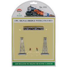 N SCALE SIGNAL BRIDGE W/2 FIGURES, PLASTIC SCALE MODEL,MODEL TRAIN ACCESSORIE