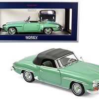 1:18 MERCEDES BENZ 190 SL 1957 LIGHT GREEN METALLIC DIECAST, DIECAST CAR, COLLECTABLE CAR.