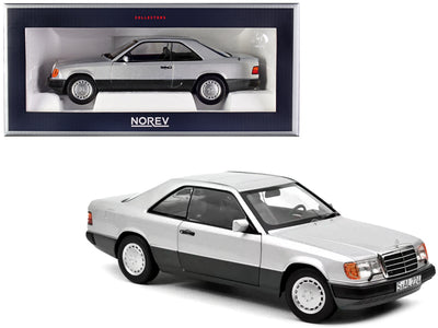 MERCEDES-BENZ 300 CE-24 COUPE SILVER 1990 1/18, DIECAST CAR, COLLECTABLE CAR.