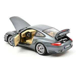 PORSCHE 911 TURBO GREY METALLIC 2010 1/18, DIECAST CAR, COLLECTABLE CAR.