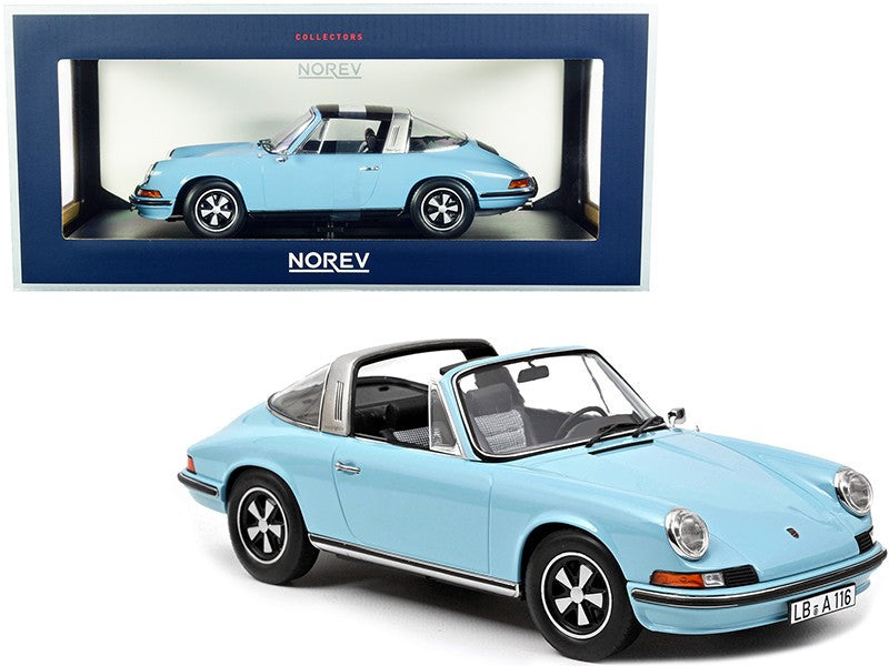 PORSCHE 911 S TARGA LIGHT BLUE 1973 1/18, DIECAST CAR, COLLECTABLE CAR.