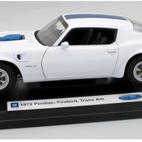 1/18 PONTIAC FIREBIRD TRANSAM WHITE / BLUE  1972 DIECAST, DIECAST CAR, COLLECTABLE CAR.