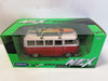 VOLKSWAGEN T1 BUS WITH SURFBOARD RED  1963 1/24 DIECAST, DIECAST CAR, COLLECTABLE CAR.