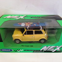 MINI COOPER 1300 WITH SURF BOARD YELLOW 1/24 DIECAST