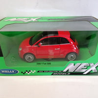 FIAT 500 RED  2007 1/24 DIECAST, DIECAST CAR, COLLECTABLE CAR.