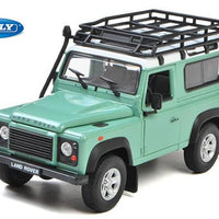 LAND ROVER DEFENDER W ROOF RACK SNORKEL L.GREEN 1/24 DIECAST, DIECAST CAR, COLLECTABLE CAR.