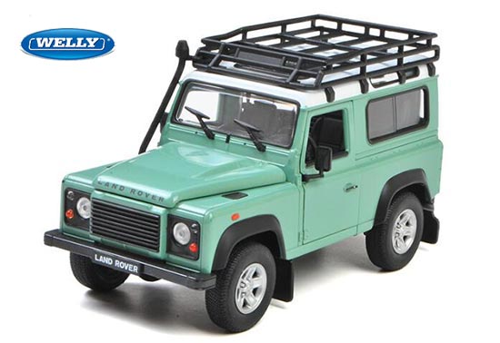 LAND ROVER DEFENDER W ROOF RACK SNORKEL L.GREEN 1/24 DIECAST, DIECAST CAR, COLLECTABLE CAR.